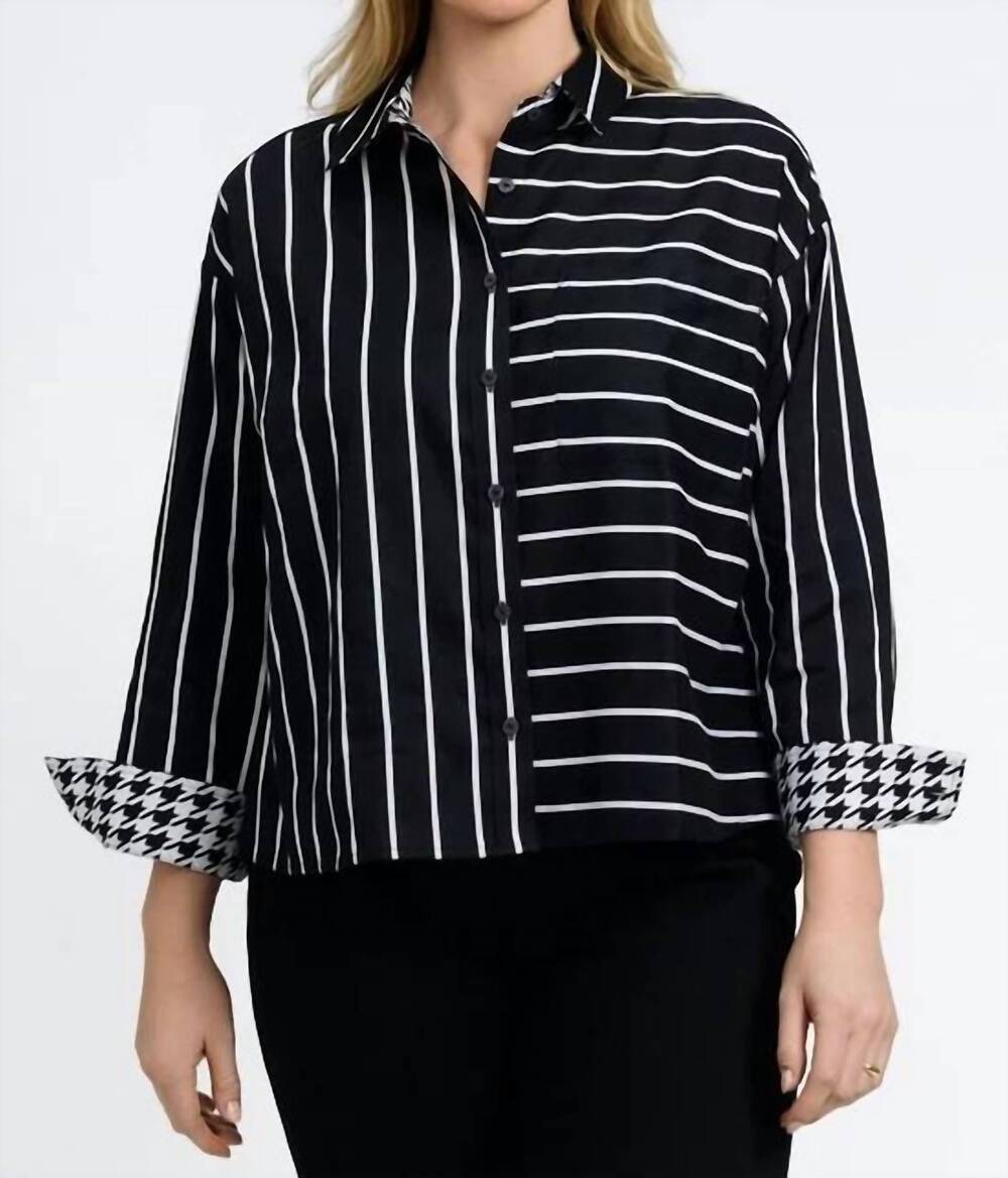 NEW FOXCROFT marina top in black & white stripe
